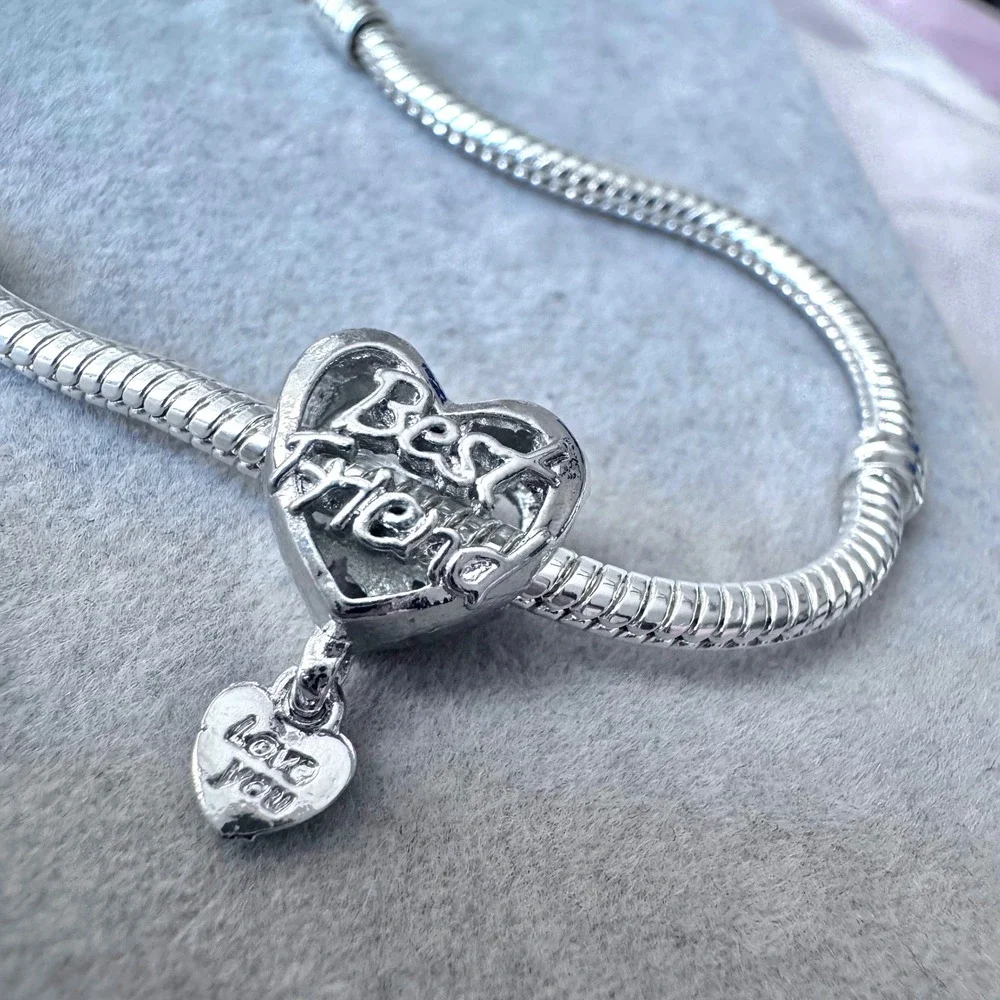 Best Friend Love‎ You Heart Dangle European Charm fits PANDORA